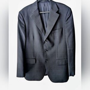 Alexander McQueen Wool Lanificio Cerutti Windowpane Suit Jacket US 46 Italian 56
